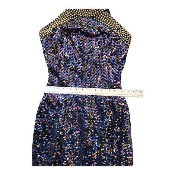 Oleg Cassini Vintage Sequin Beaded Backless Evening Dress 4 - Picture 8 of 13